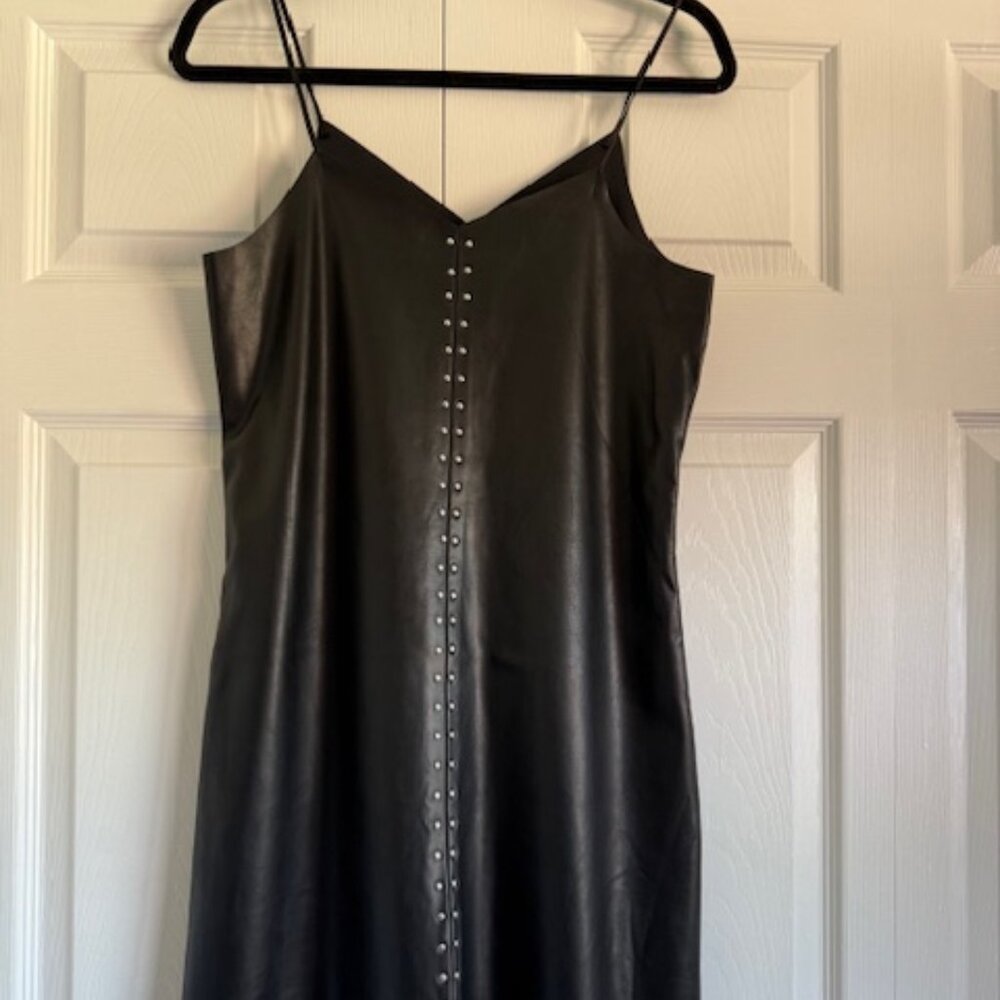 Blank NYC Very Soft Faux Leather Mini Studded Dress Black Size Small